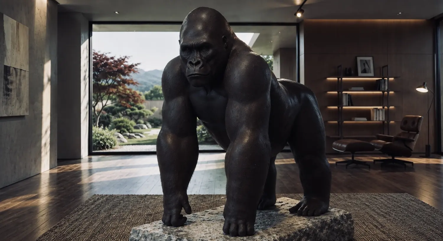 Escultura de gran formato en un interior de doble altura